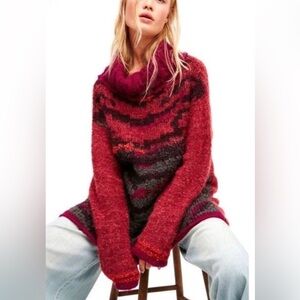 Free People Tiger Eye Wool Alpaca Cowl Neck Sweater Size XS